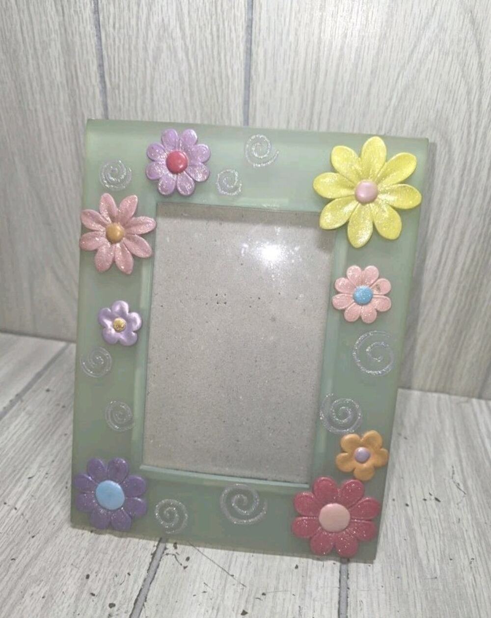 Russ Hand Painted Pastel Flower Picture Frame 5x7 Girls Room Spring 3D Cottage